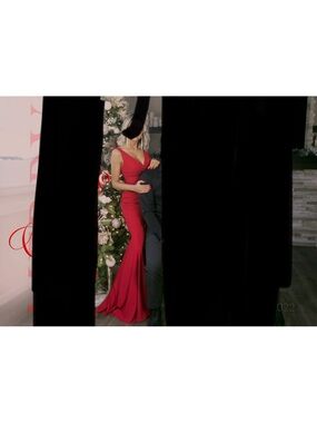 JS Collections Red Sleeveless V-Neck Maxi Gown